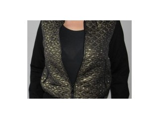 Geaca jacheta dama din textil marime S culoare negru/auriu